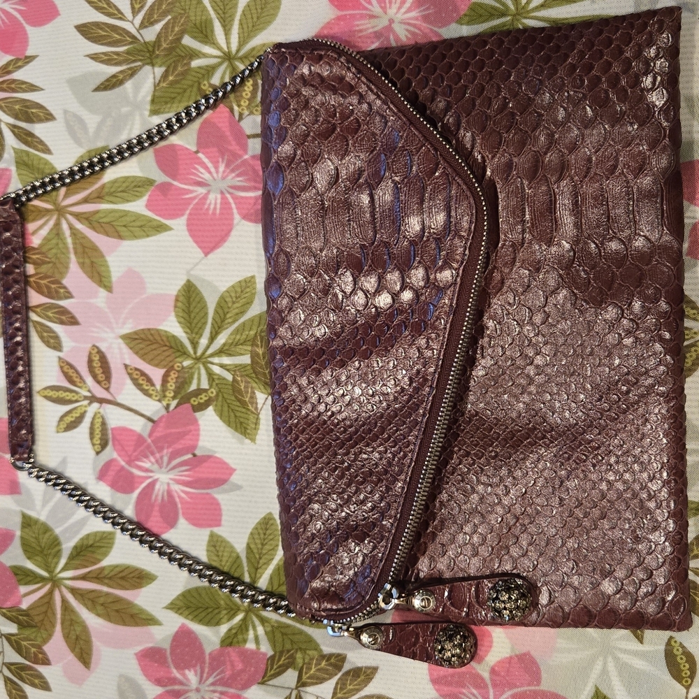 Henri Bendel Shimmering Purple Snakeskin Wristlet